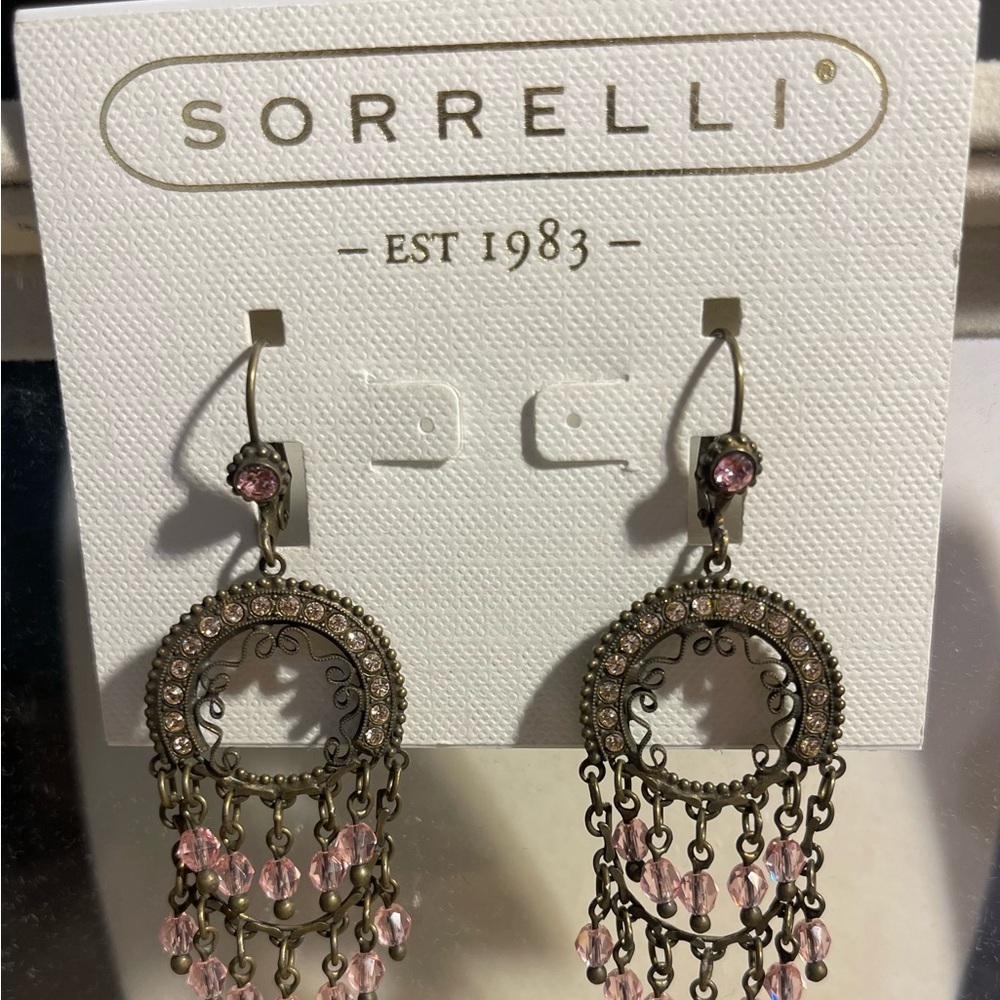 Sorrelli Pink Chandelier Earrings with Crystal Accents - Picture 2 of 3